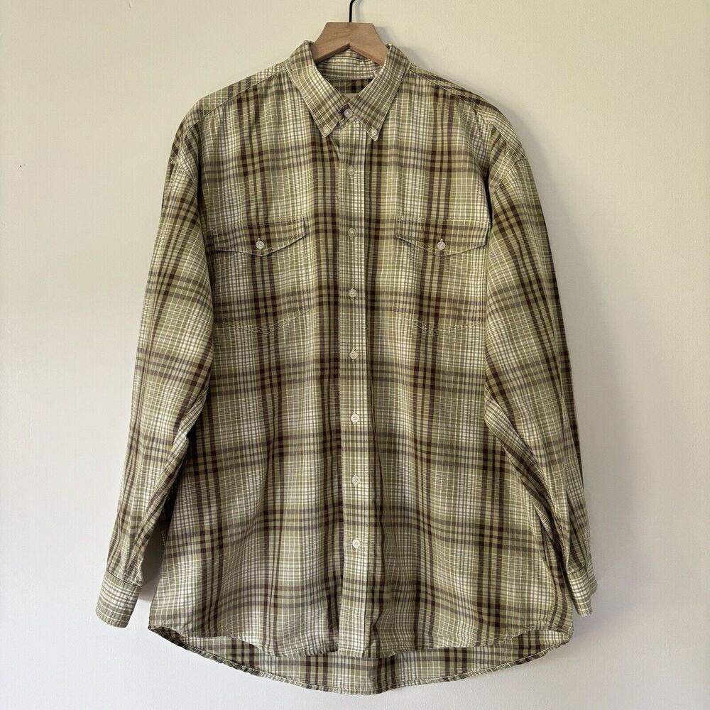 Cody James Shirt Men XL Brown Green Plaid Long Sleeve Button Down Pocket Western